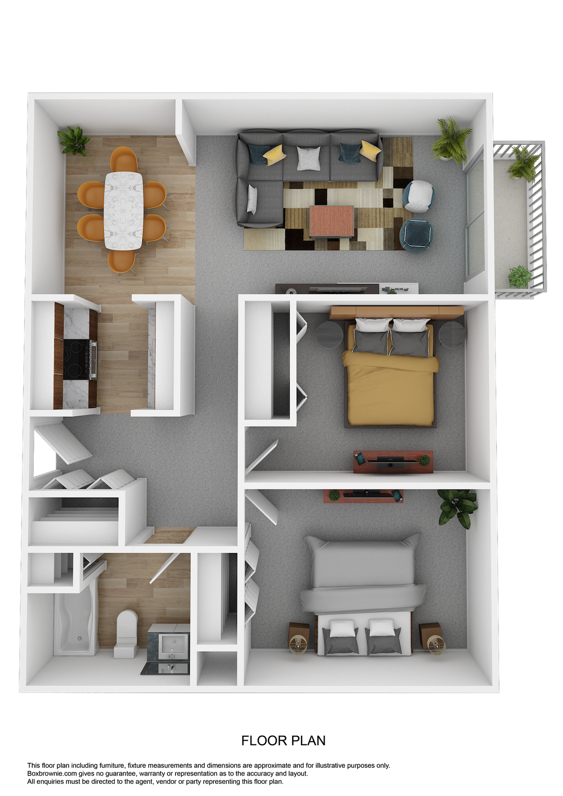 Floor plan for 2 beds, 1 bath, 900 sqft